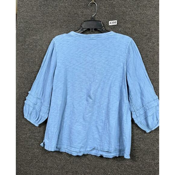 MODODOC Los Angeles Blouse Womens Size M Blue Stretch Thermal 3/4 Sleeve Tee - Picture 2 of 7